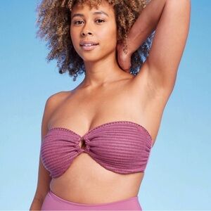 Shade & Shore Purple Ribbed Bikini Top